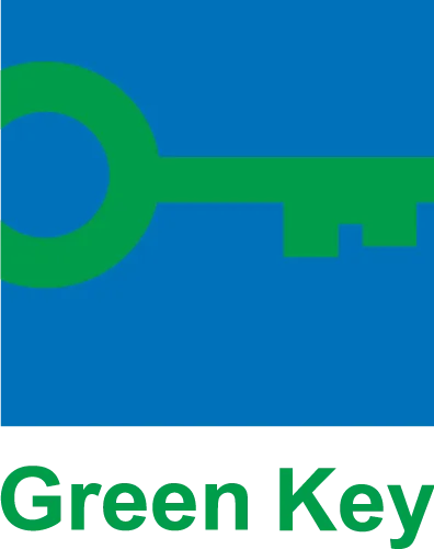 O logotipo da chave verde é uma chave verde em um fundo azul.